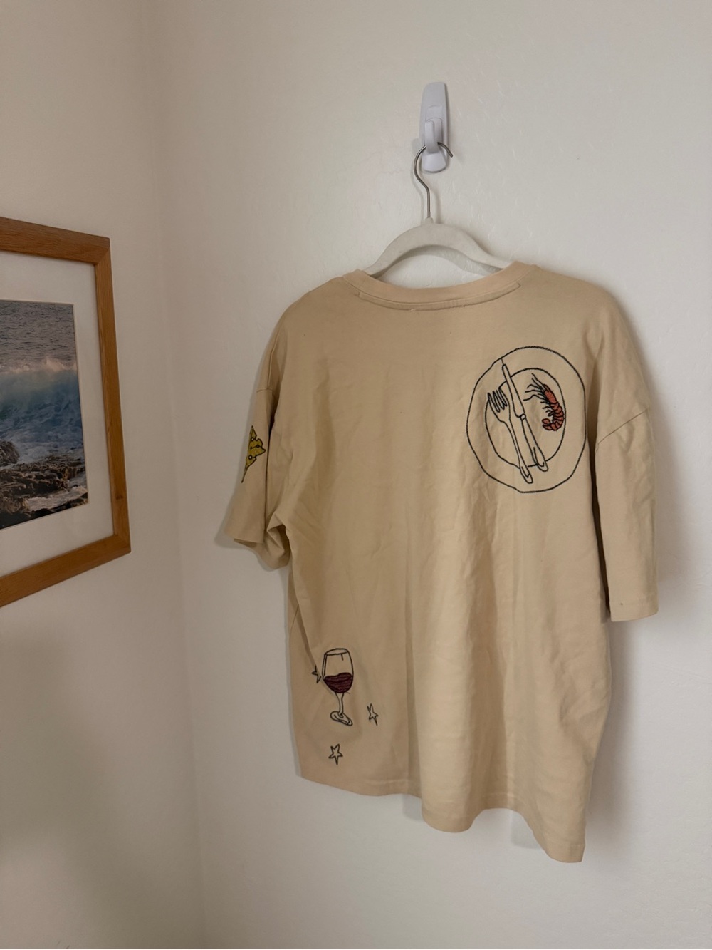 NWT Free People x Denim & Bone Dinner Party Embroidered Tee - Picture 6 of 7